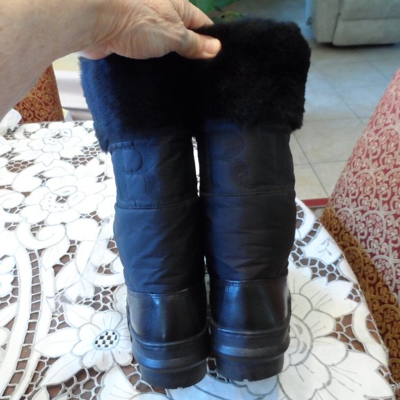 Burberry Black Leather/Nylon Zip Weather/Snow Boots Size 37 - Picture 10 of 16